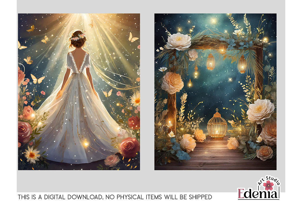 Boho Vintage Wedding JPG Papers, a Wallpaper Graphic by EdeniaArtStudio (Photo 6 of 7)