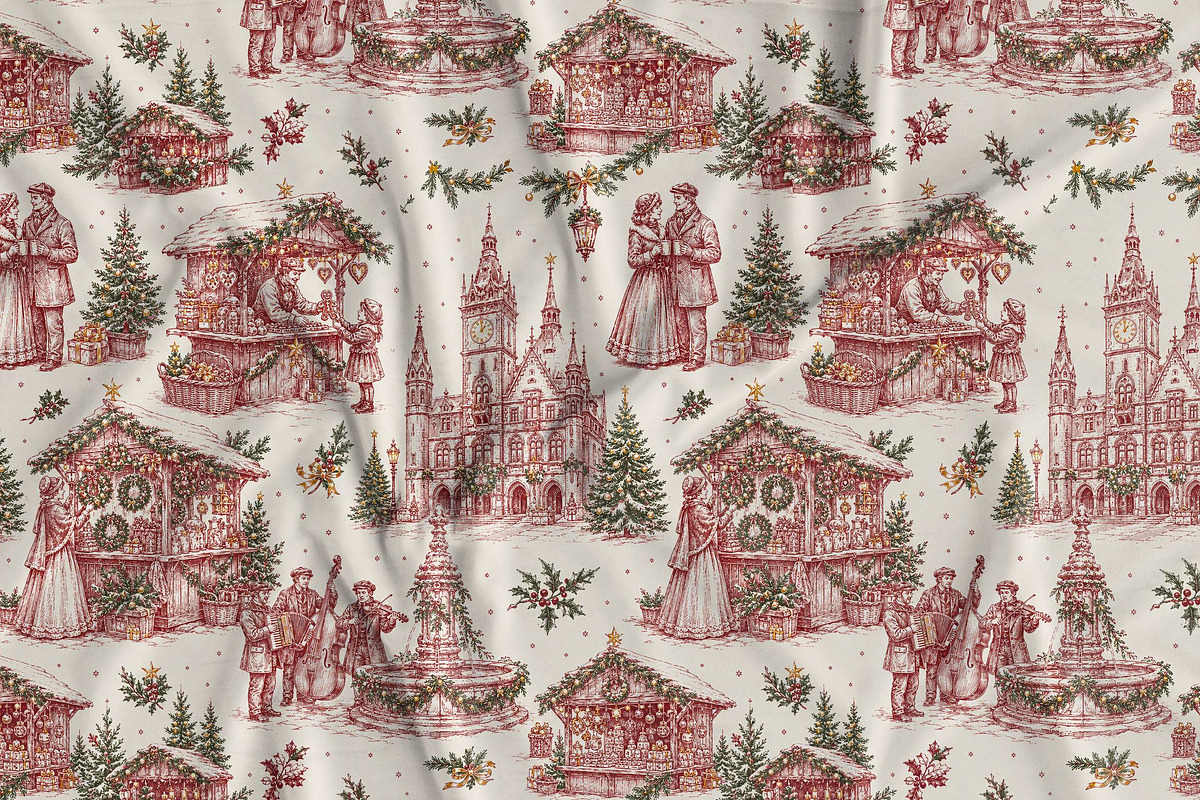 Vintage Holiday Toile Pattern Bundle, a Pattern Graphic by Olya Creative (Photo 25 of 31)