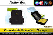 Mailer Box Mockup + Template, a Packaging Mockup by Korner (Thumbnail 1 of 11)