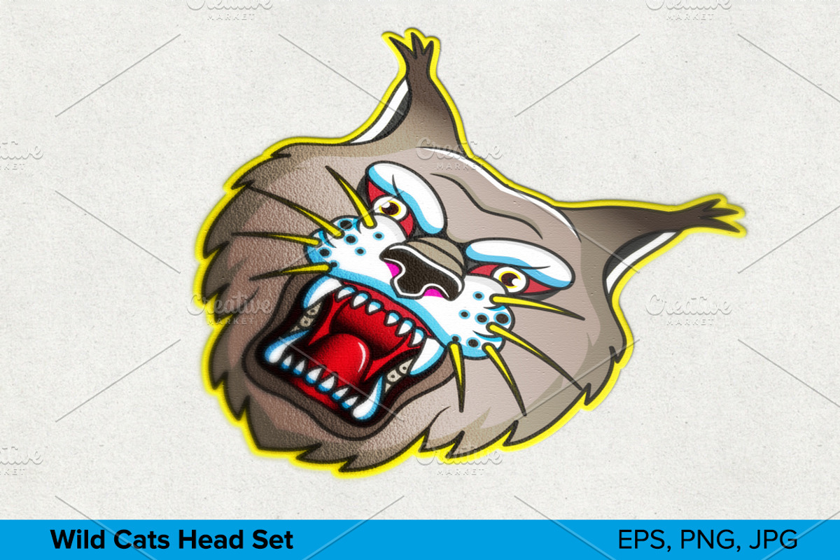Wild Cats Head Set, an Animal Illustration by Moloko88 (Photo 7 of 8)
