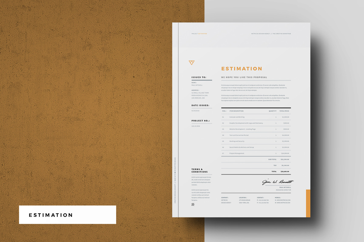Brief - Estimation - Invoice, a Stationery Template by Egotype (Photo 3 of 4)