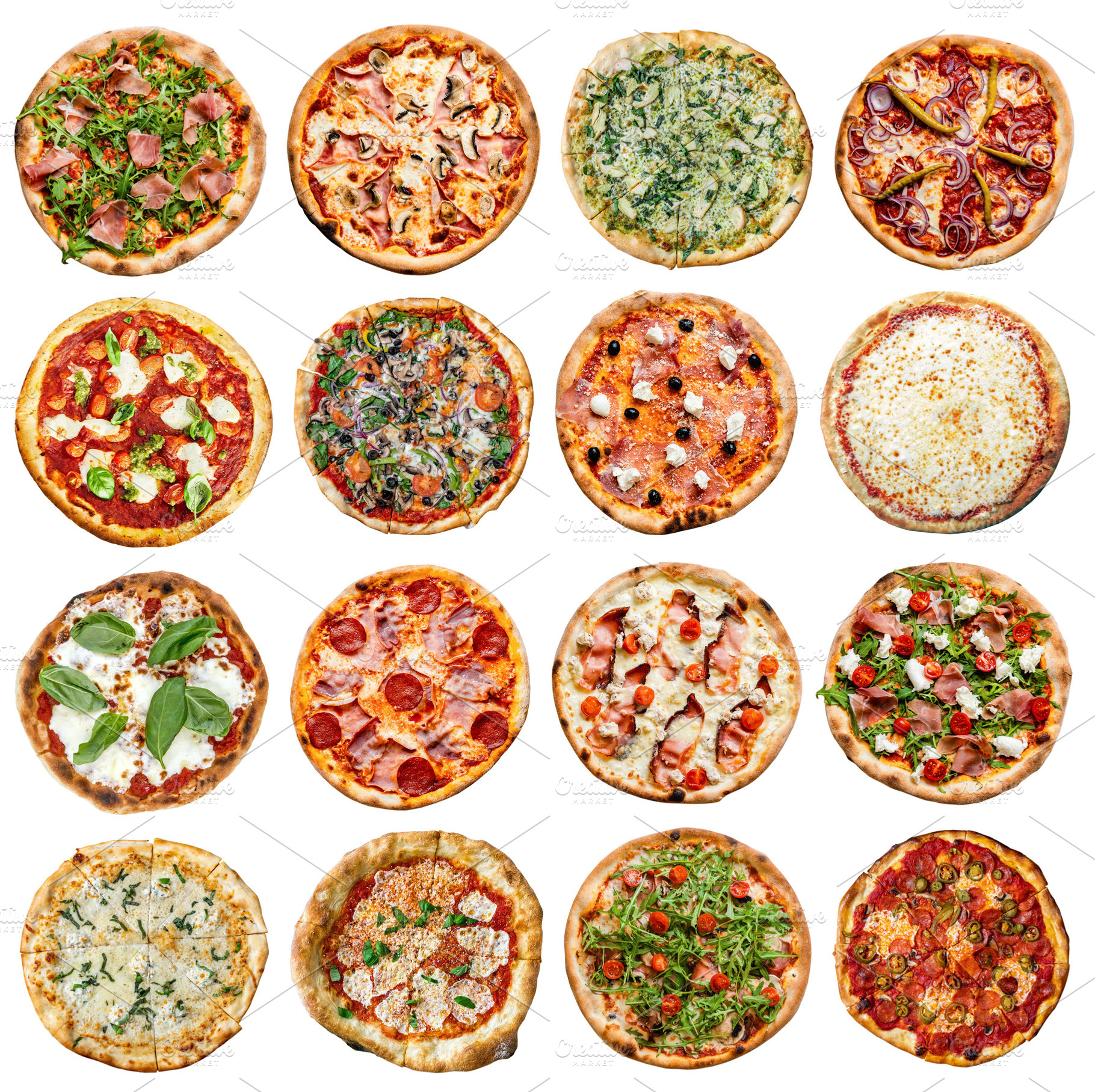 Collection of pizza isolated, a Food & Drink Photo by BOOCYS
