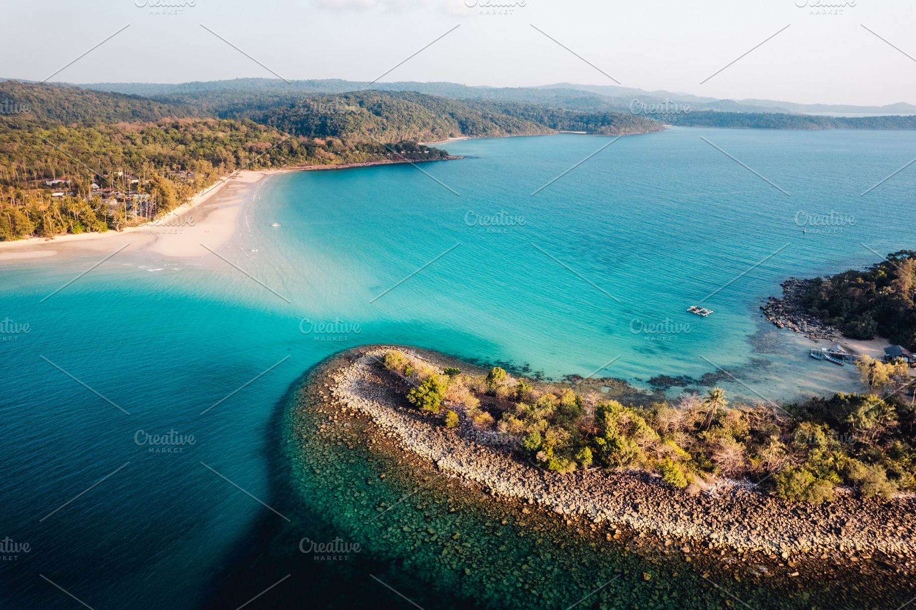 Island and blue water in tropical summer, a Nature Photo by Art Rachen
