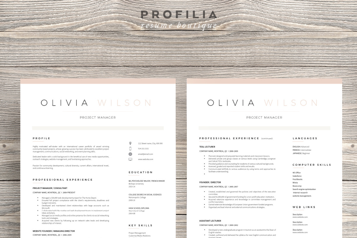 Word Resume & Cover letter Template, a Resume Template by Profilia Resume Boutique (Photo 2 of 6)