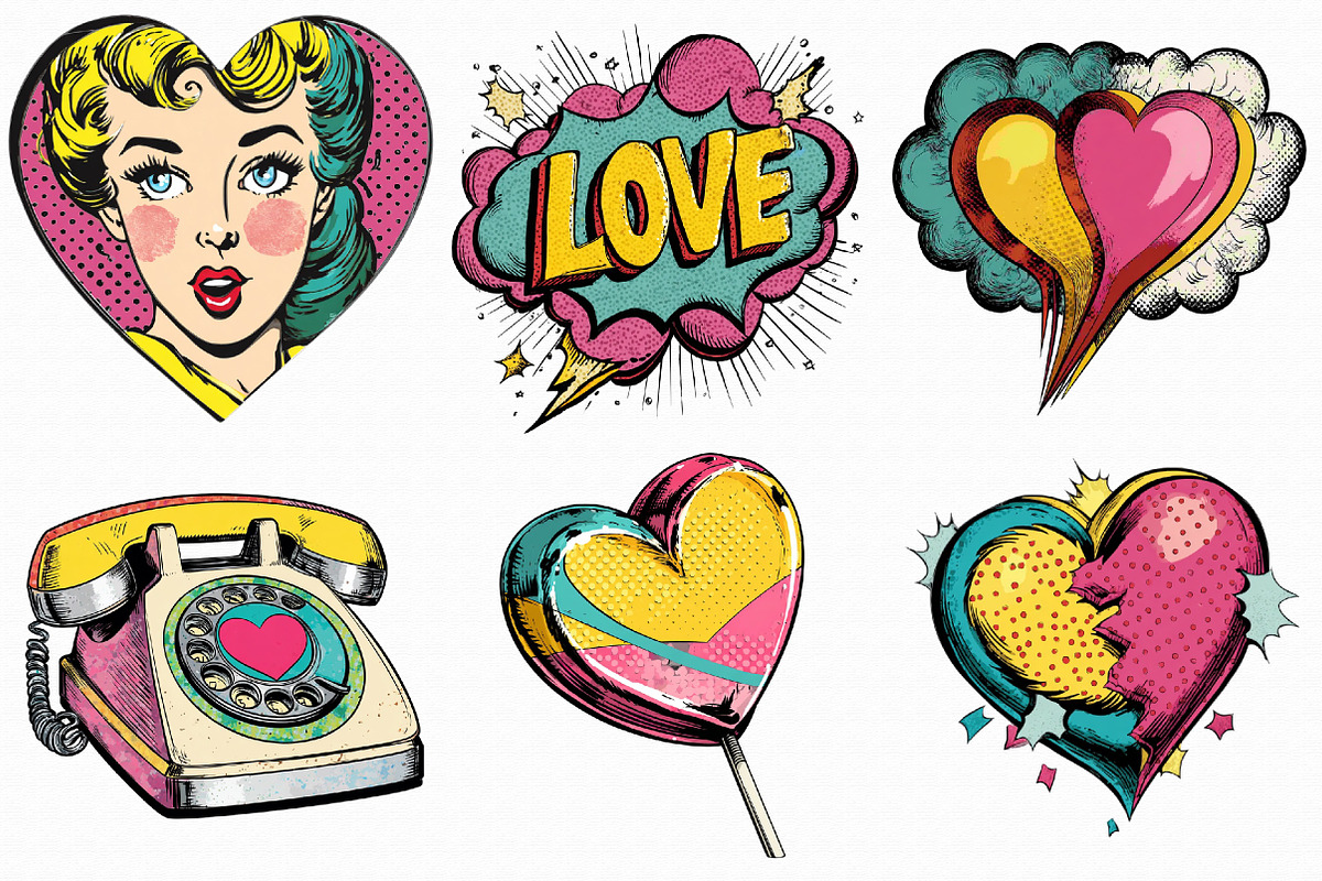Pop Art Valentine Clipart, an Illustration by Libby Wishes (Photo 6 of 9)