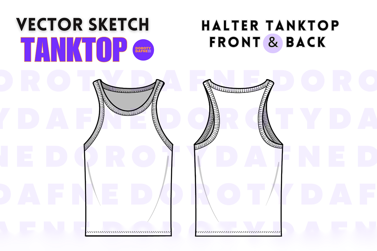 Tank Top Vector Sketch, an Apparel Mockup by Doroty Dafne Designs (Photo 2 of 7)