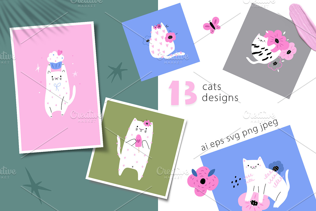 Cats & Flowers Cliparts, an Animal Illustration by danceyourlife (Photo 5 of 6)