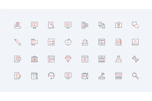 Online learning training via icons, an Education Illustration by Lemberg Vector
