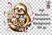 Mother Sloth Holding Baby Sloths PNG, a Graphic by Clipart Bloom (Thumbnail 9 of 11)