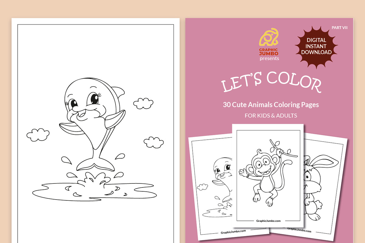30 Cute Animals Coloring Pages, an Animal Illustration by Design Unique (Photo 5 of 5)