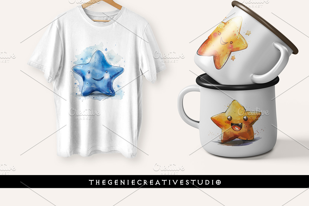 Cartoon Star PNG Clipart Set, an Object Illustration by Geniecreativestudio (Photo 7 of 9)