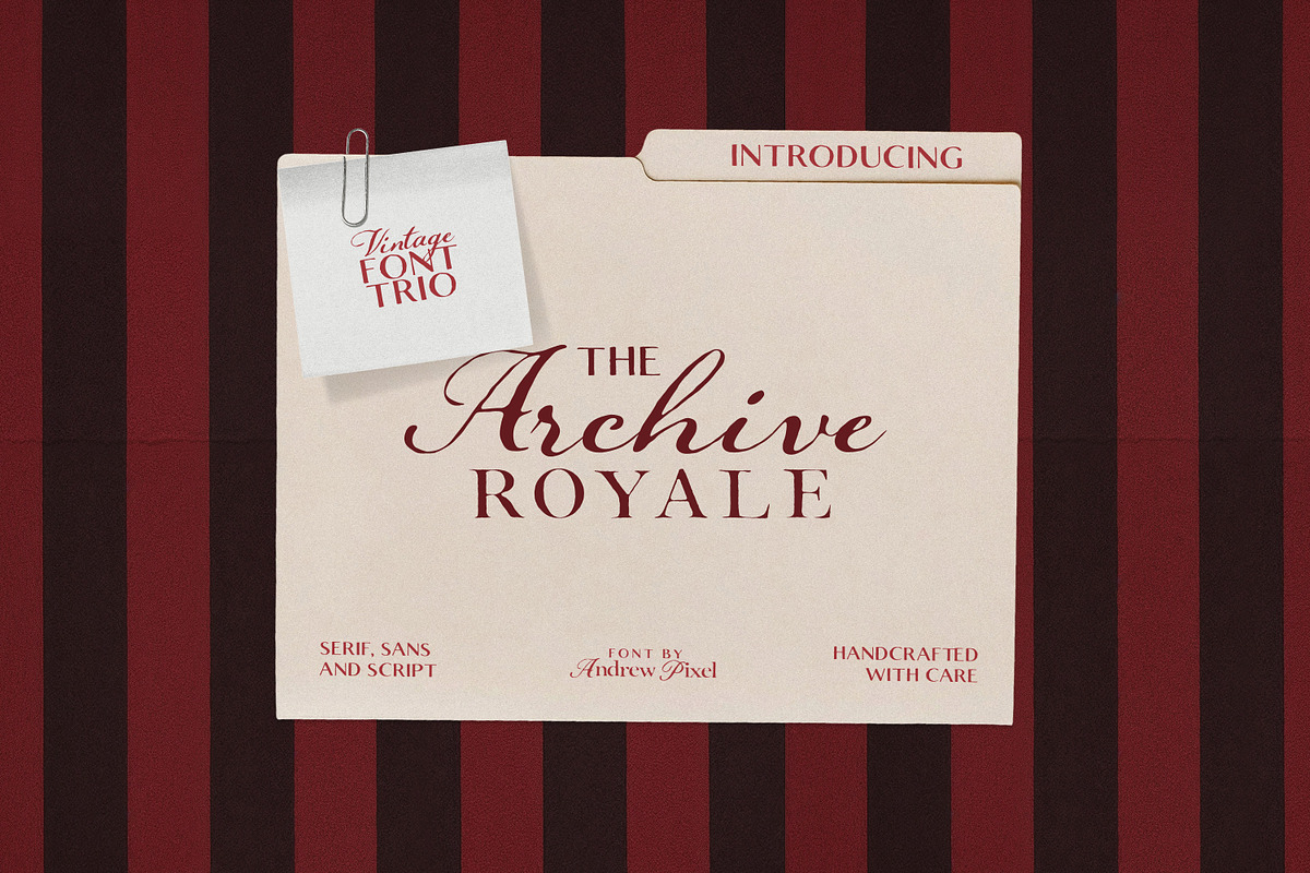Archive Royal - Vintage Font Trio, a Handwritten Font by AndrewPixelType (Photo 1 of 20)
