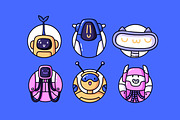 Funny robot avatars set + pattern, a Technology Illustration by PaperTrident (Thumbnail 2 of 4)