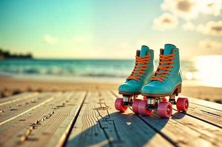 Colorful retro roller skates