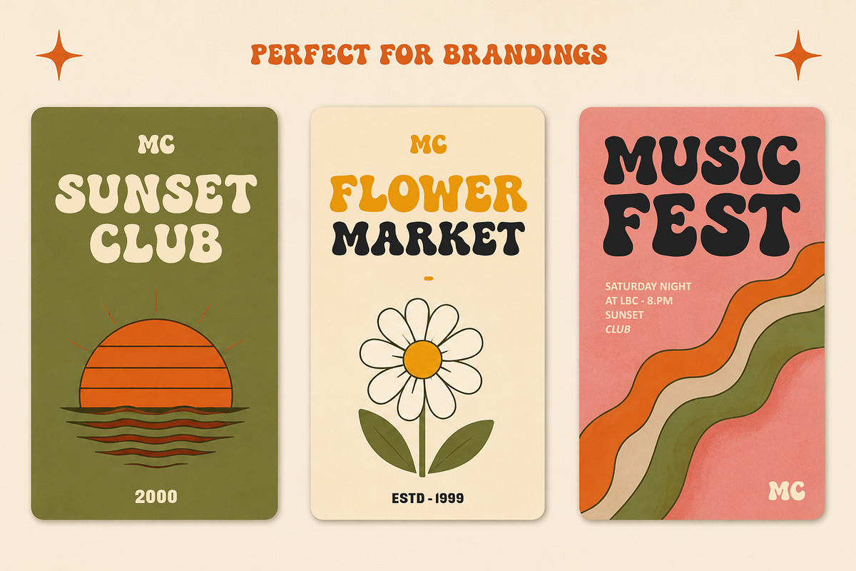 Boosta Nose Retro Psychedelic Font, a Sans Serif Font by Maulana Creative (Photo 4 of 7)