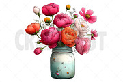 Watercolor Spring Mason Jar Clipart, an Illustration by Craft Nest (Thumbnail 11 of 11)