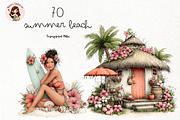 Summer Beach Watercolor Clipart PNG, a Seasonal Illustration by Nicolle's Colorful Art (Thumbnail 1 of 4)