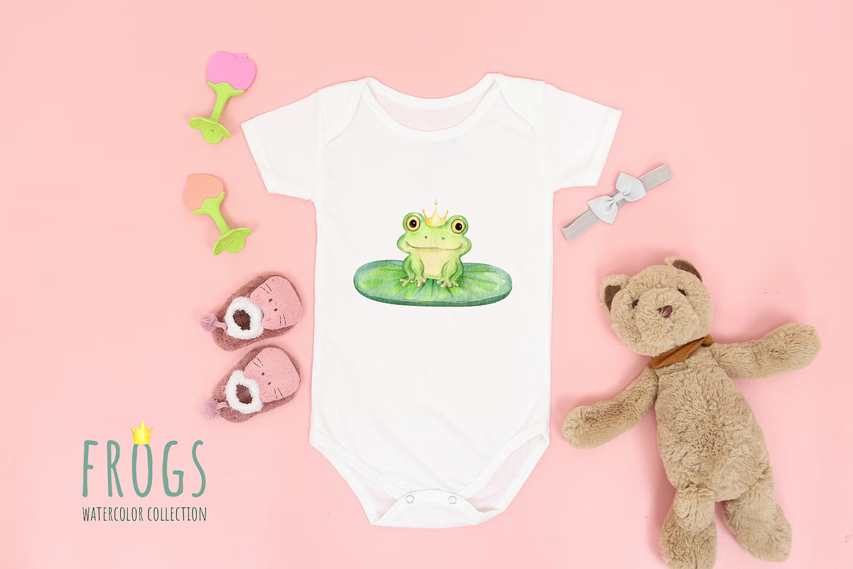 Watercolor Frogs Clipart PNG, an Animal Illustration by NataliArkushArt (Photo 7 of 13)