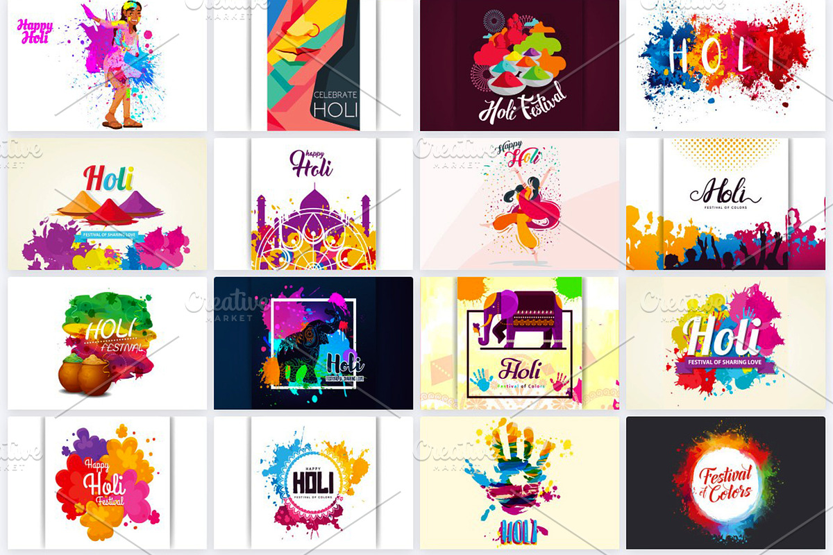 Holi Festival Backgrounds Collection, an Illustration by naem021 (Photo 9 of 10)
