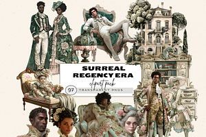 SURREAL REGENCY ERA CLIPART PACK, a Person Illustration by Daring Digies
