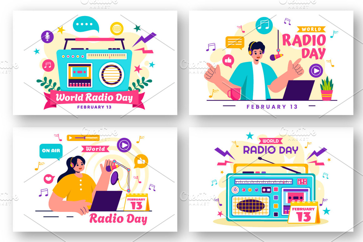13 World Radio Day Illustration, a Technology Illustration by denayunebgt (Photo 4 of 4)