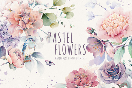 Watercolor Pastel Flowers
