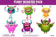 Funny Monster Mascot & Sticker Set, a Seasonal Illustration by D R A W K M A N (Thumbnail 1 of 5)