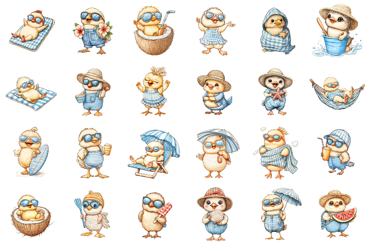 Cute Beach Chick PNG Clipart, an Illustration by designcity5 (Photo 2 of 5)
