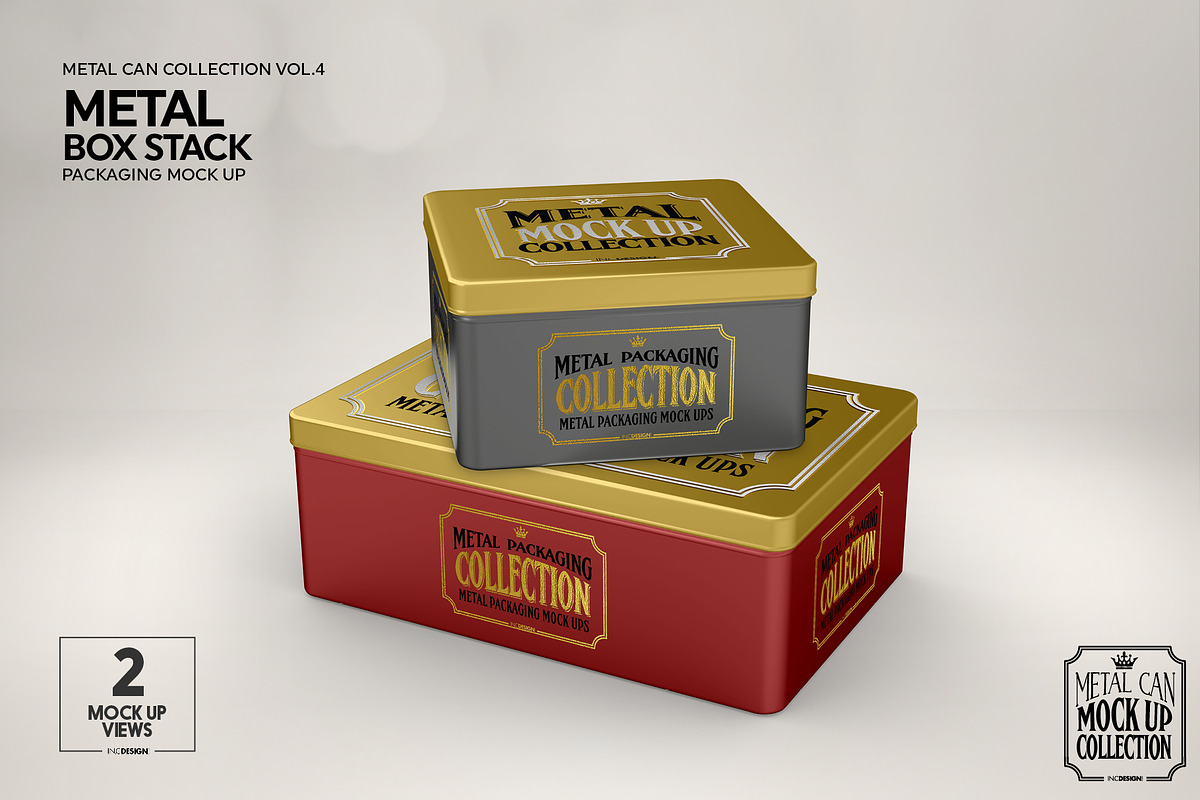 Metal Box Stack Packaging Mockup, a Cups & Container Mockup by INCDesign (Photo 7 of 8)