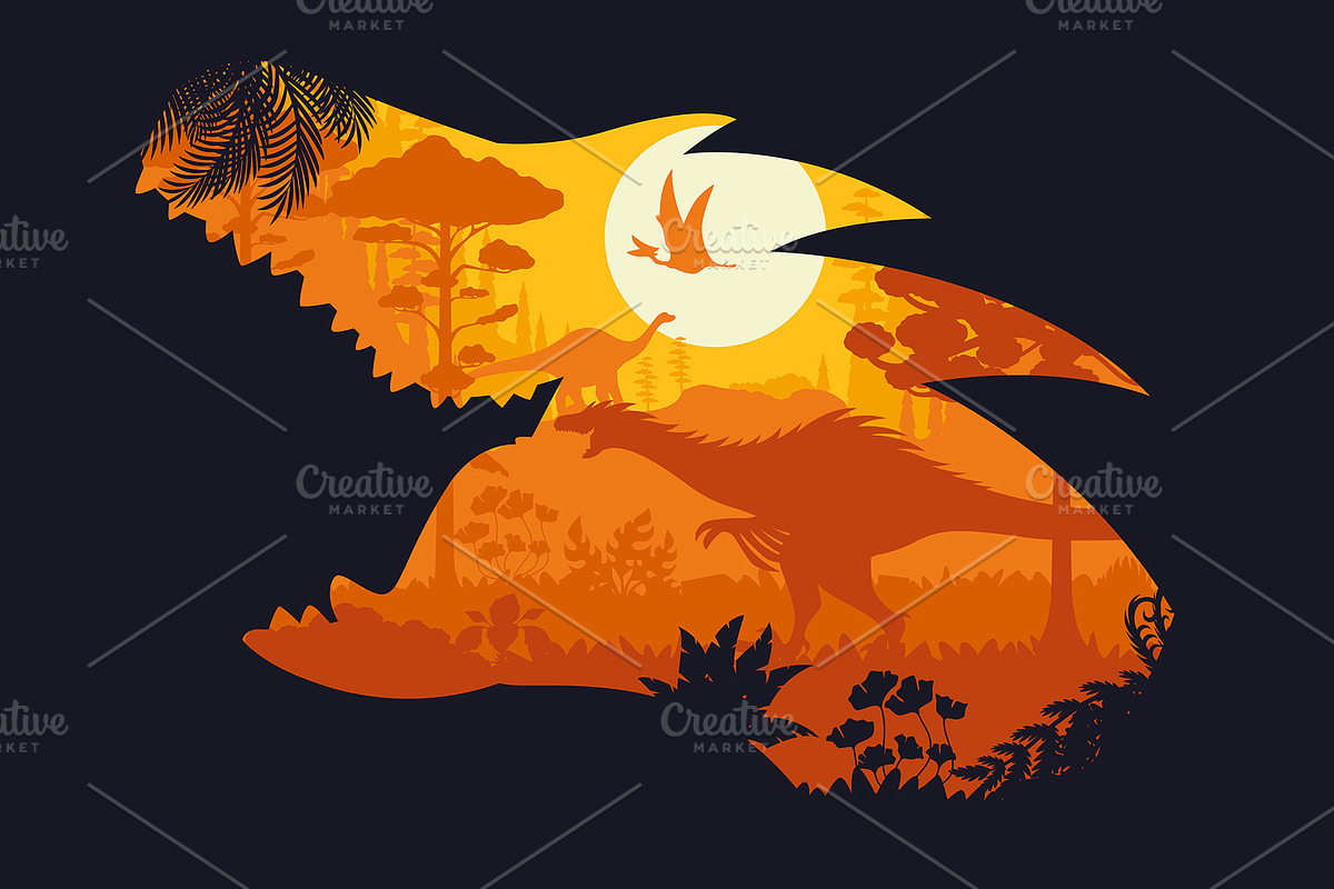 Dinosaur head silhouette, an Illustration by Vector Tradition (Photo 2 of 3)