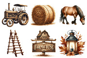 Sepia Autumn Farm Clipart, an Illustration by Pixels.Craft (Thumbnail 3 of 7)