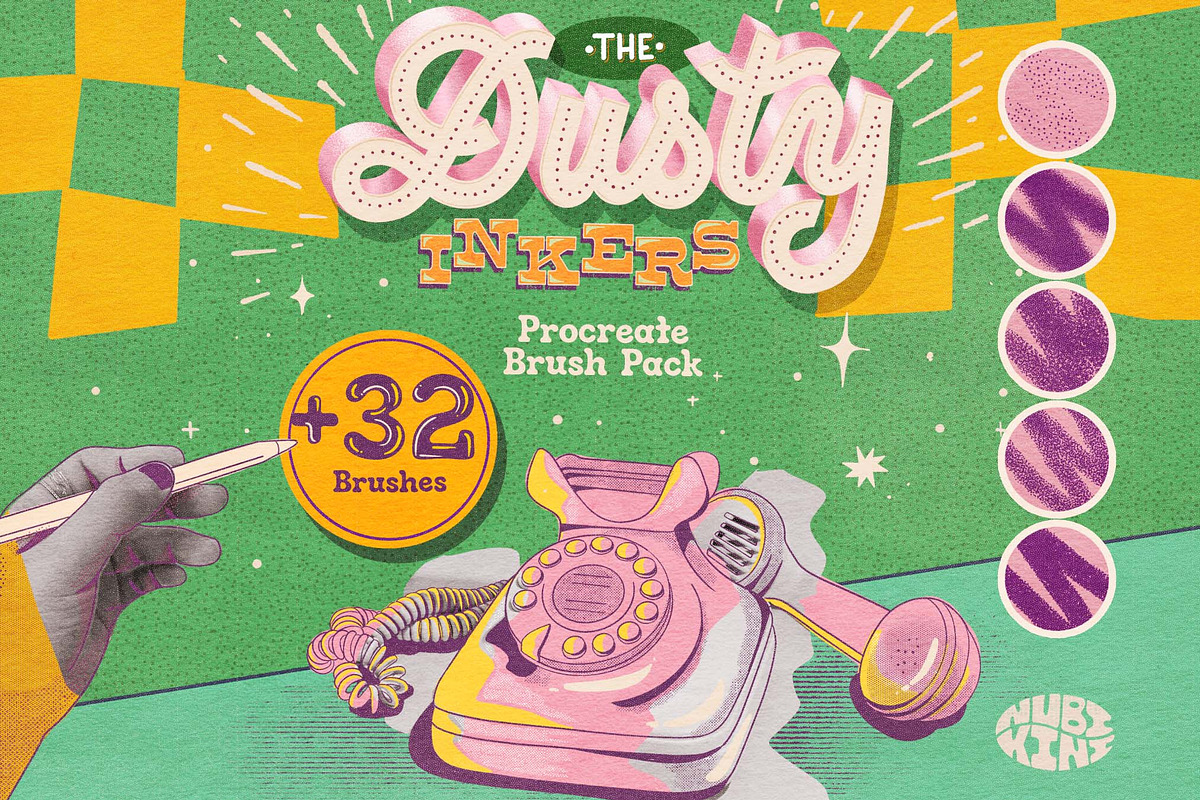 Dusty Inkers for Procreate, a Brush Add-On by Nubikini Studio & Co. (Photo 1 of 5)