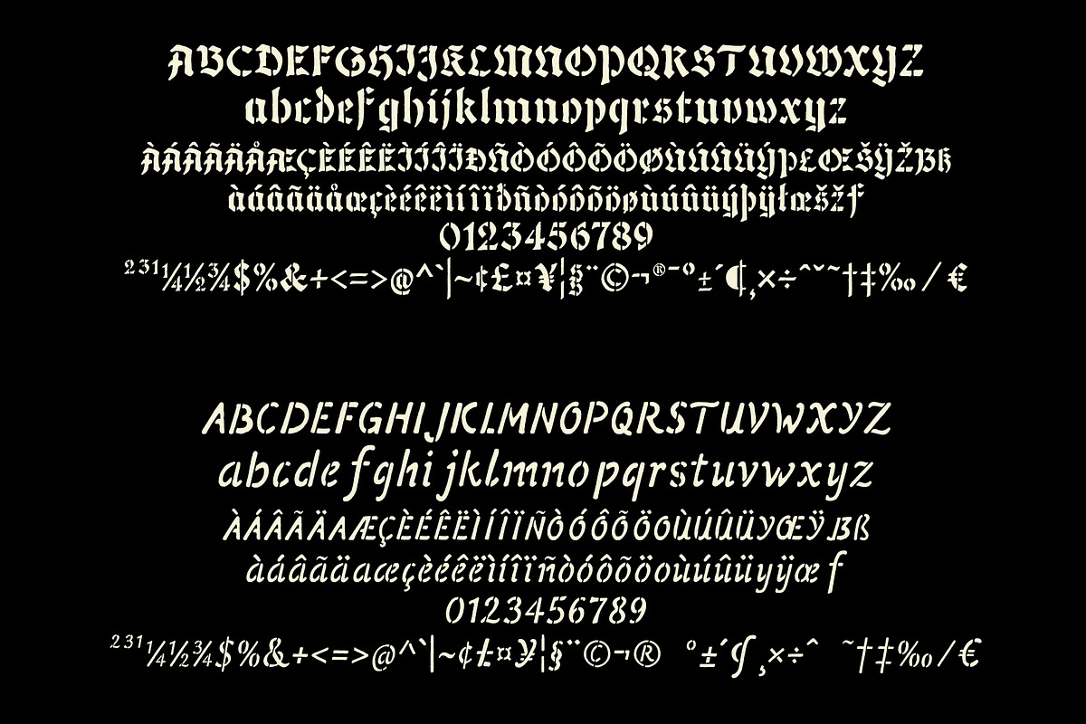 Vuse Blackletter Stencil, a Blackletter Font by AROKA (Photo 5 of 6)