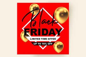 Black friday with gold balloons