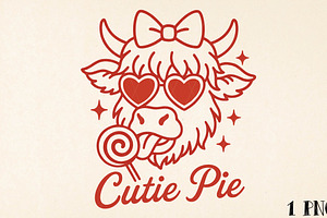 Valentine Highland Cow PNG, an Illustration by DreamPrint404