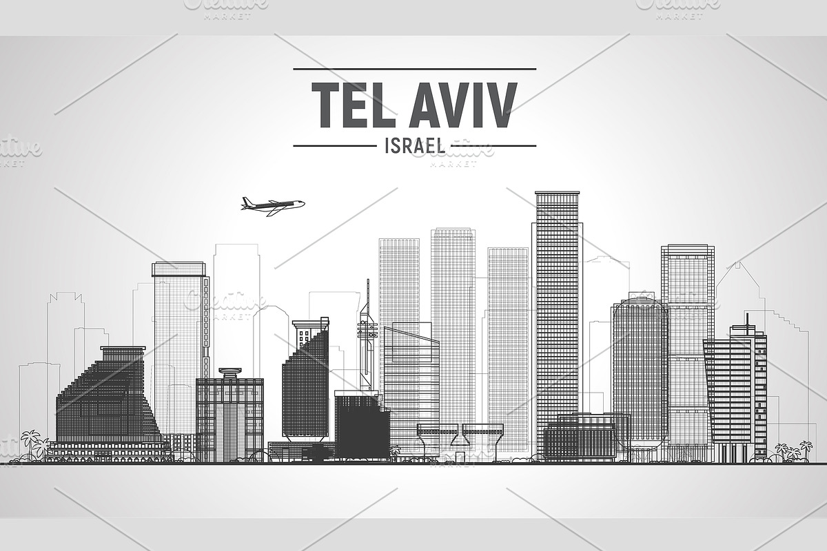 Tel Aviv Israel vector skyline, a Background Graphic by Sky and glass (Photo 6 of 7)