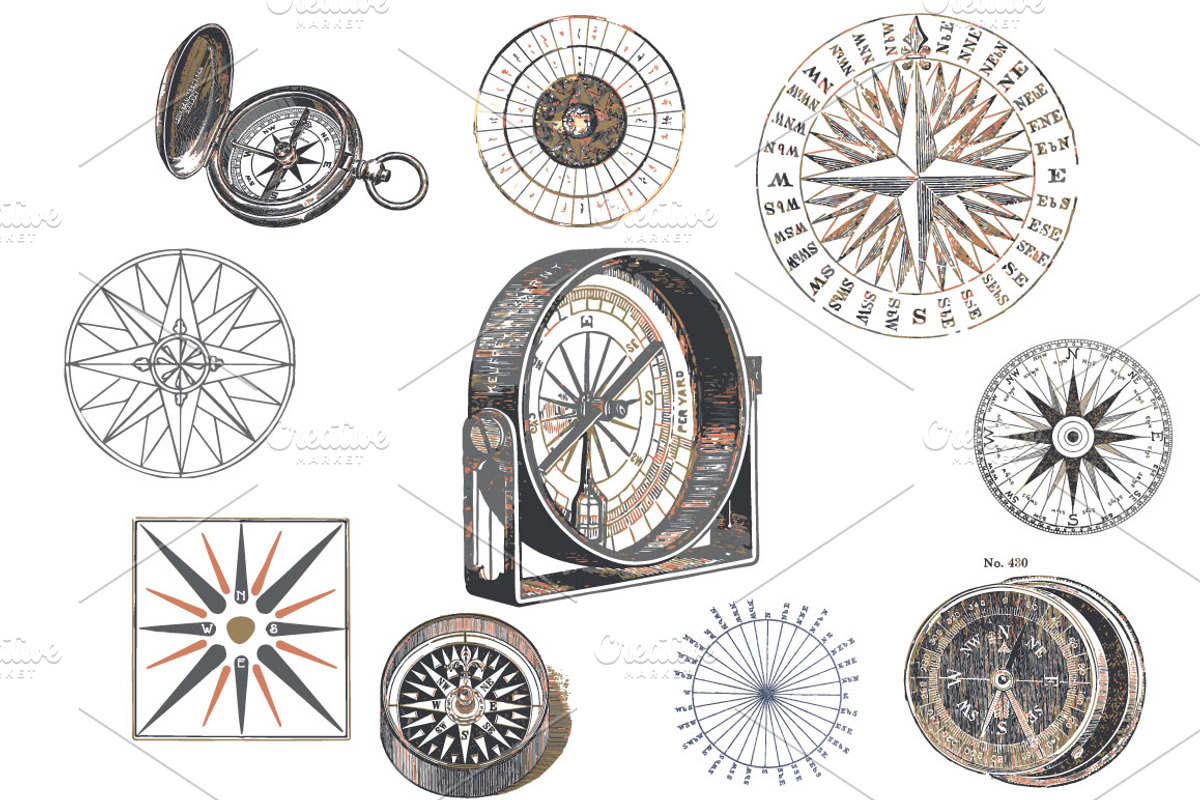20 Compass Drawings, an Illustration by Baydream (Photo 3 of 3)