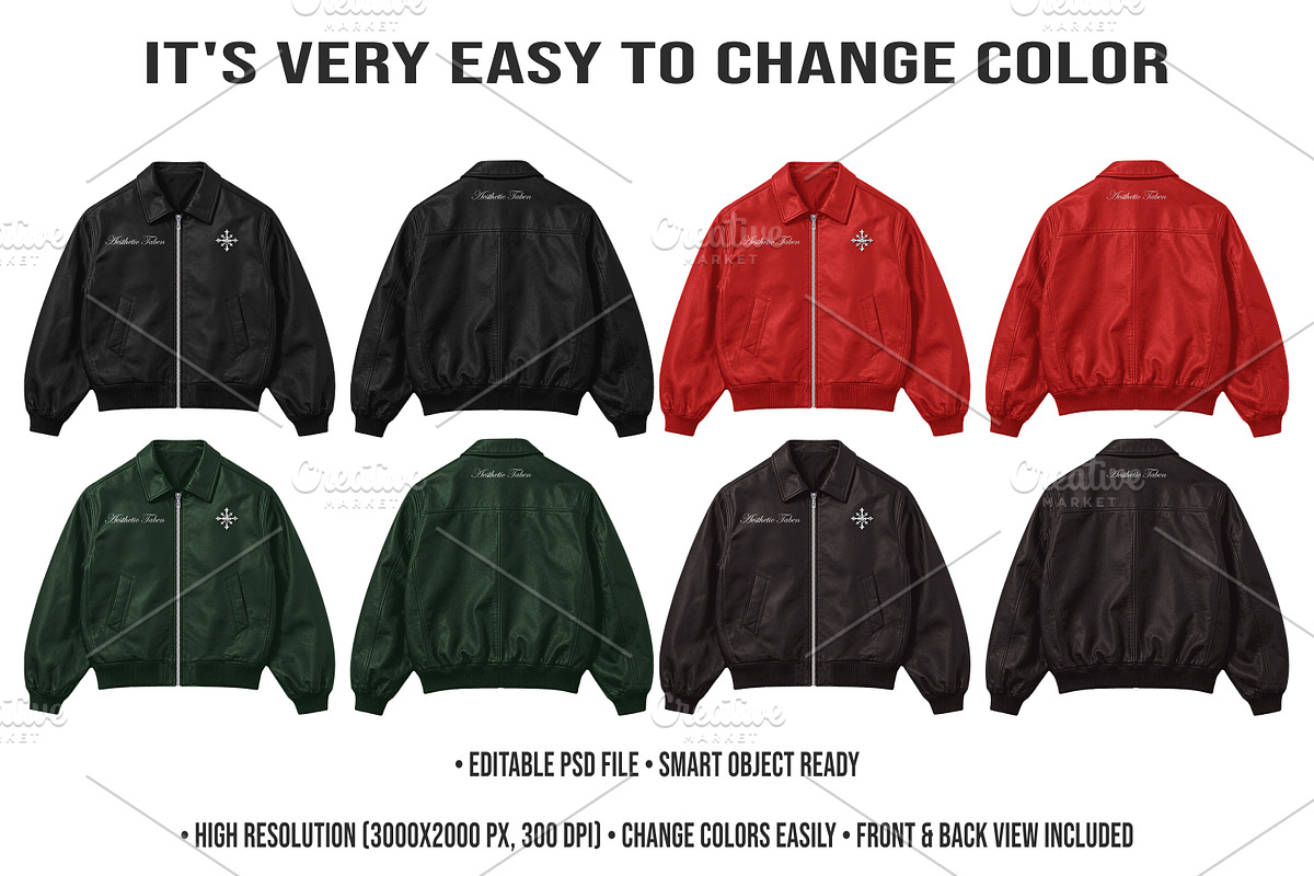 4K Leather Bomber Jacket Mockup PSD, a Hoody Mockup by std.badboy (Photo 2 of 4)