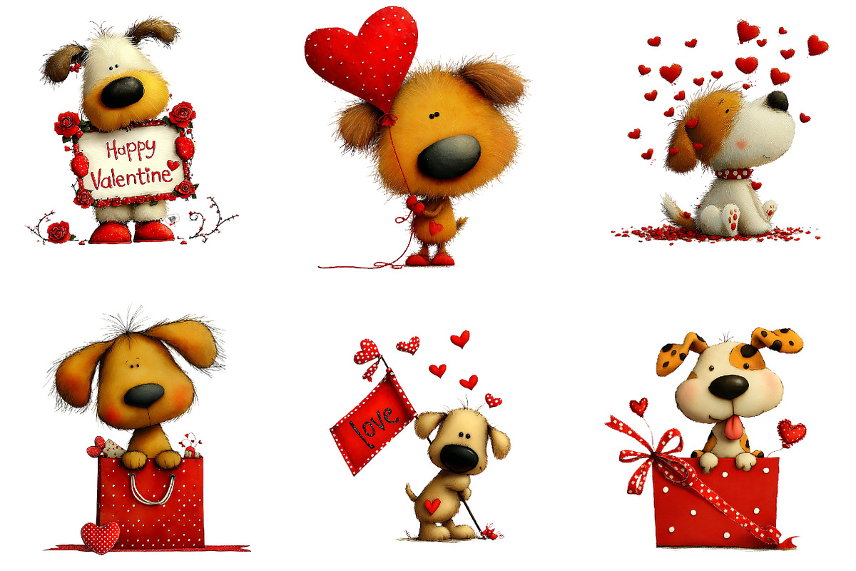 cute-watercolor valentines dog clipa, an Illustration by CreationArt (Photo 4 of 5)