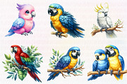 Parrots watercolor clipart,, an Illustration by CreationArt (Thumbnail 2 of 5)