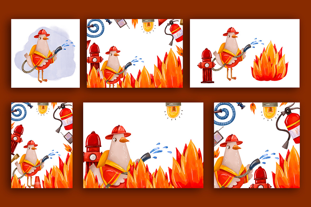 Firefighter Goose Clipart Set, a Technology Illustration by the_myro (Photo 2 of 13)