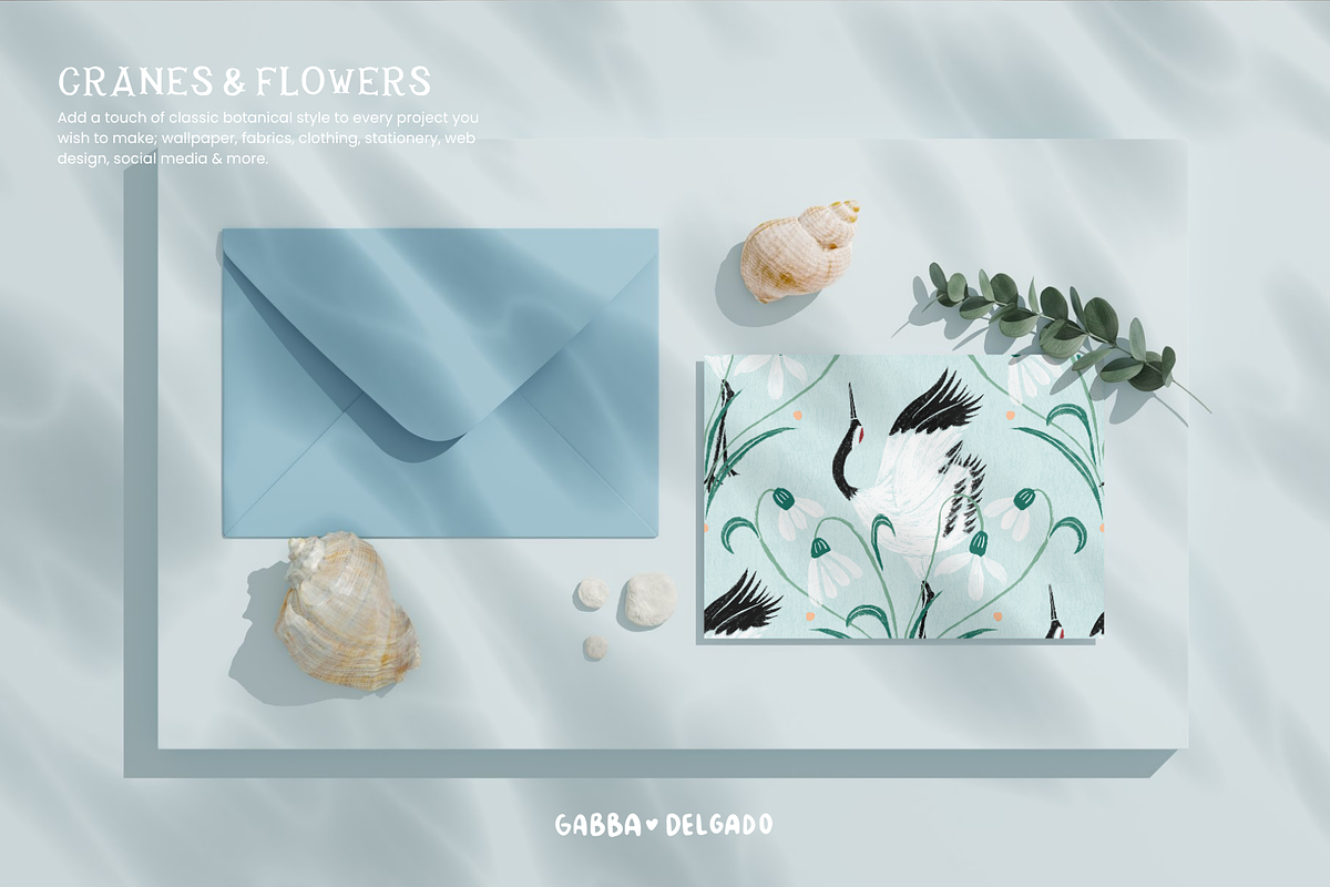 Cranes & Flowers PNG Patterns & Art, a Graphic by Gabba Delgado (Photo 8 of 13)