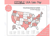 US Sales Map, EDITABLE Color Tracker, a Stationery Template by Templatables (Thumbnail 1 of 10)