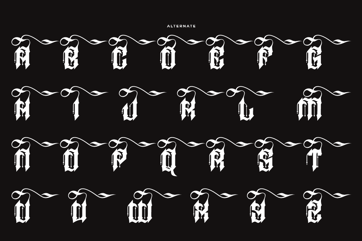 Jewal Glasmor - Tattoo Font, a Blackletter Font by QR Design Studio (Photo 11 of 14)