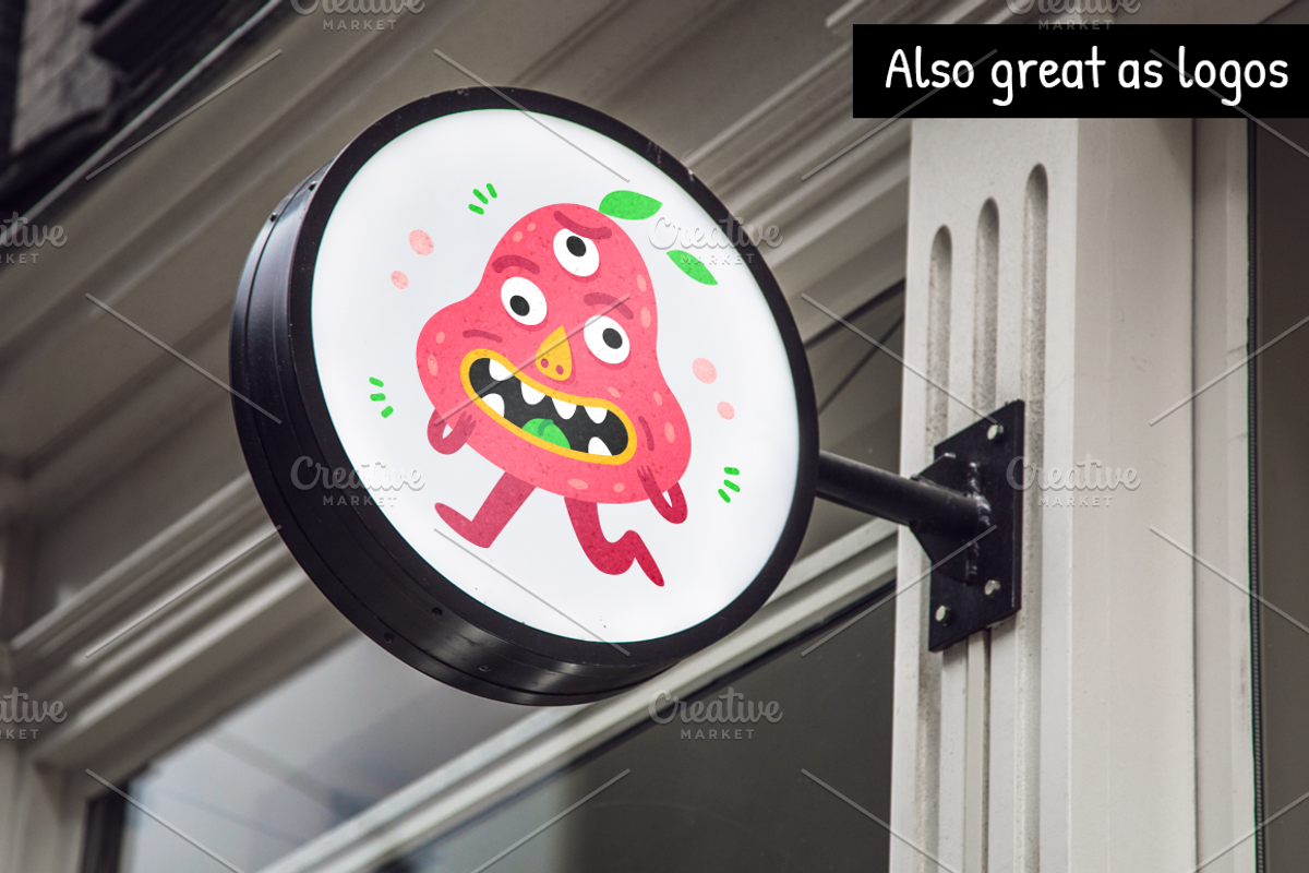 4 Silly Cartoon Monster Characters, an Illustration by Manudesign (Photo 3 of 3)