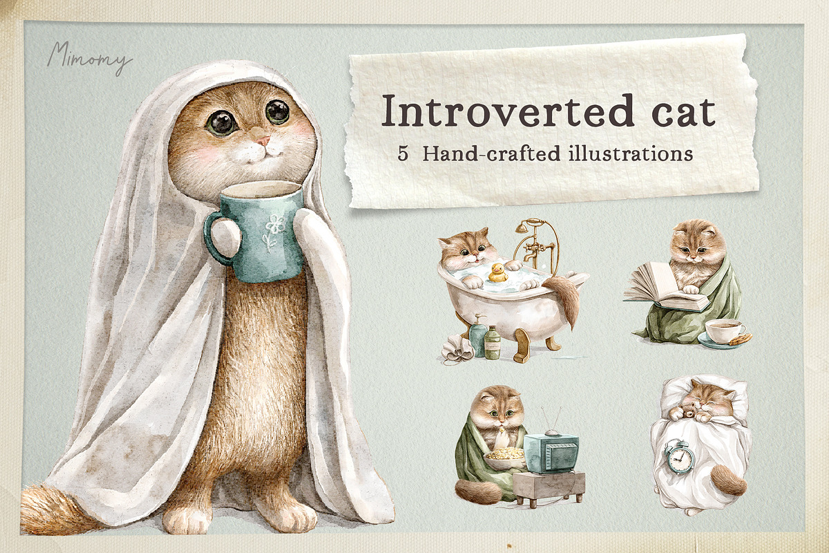 Introverted cat, an Illustration by Mimomy (Photo 1 of 6)