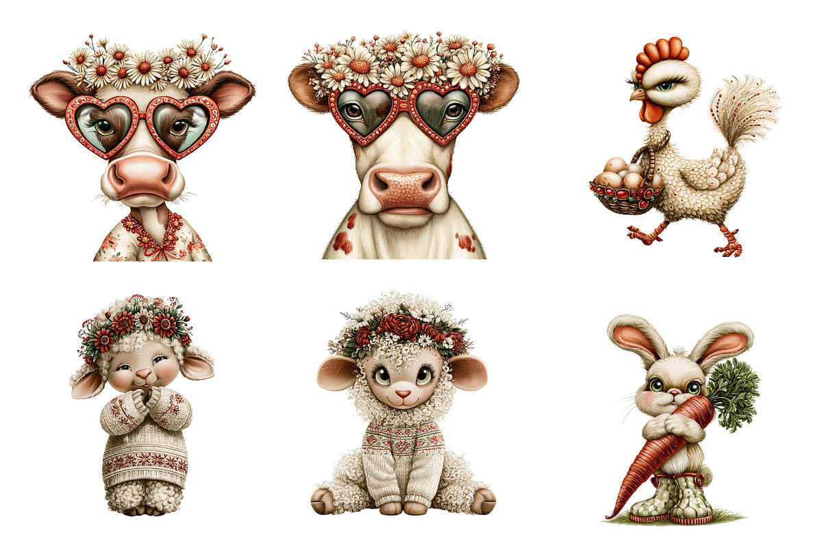 Quirky Farm Animal Clipart, a Seasonal Illustration by Designworld (Photo 7 of 10)