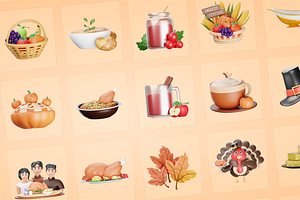 3D Thanksgiving Icons