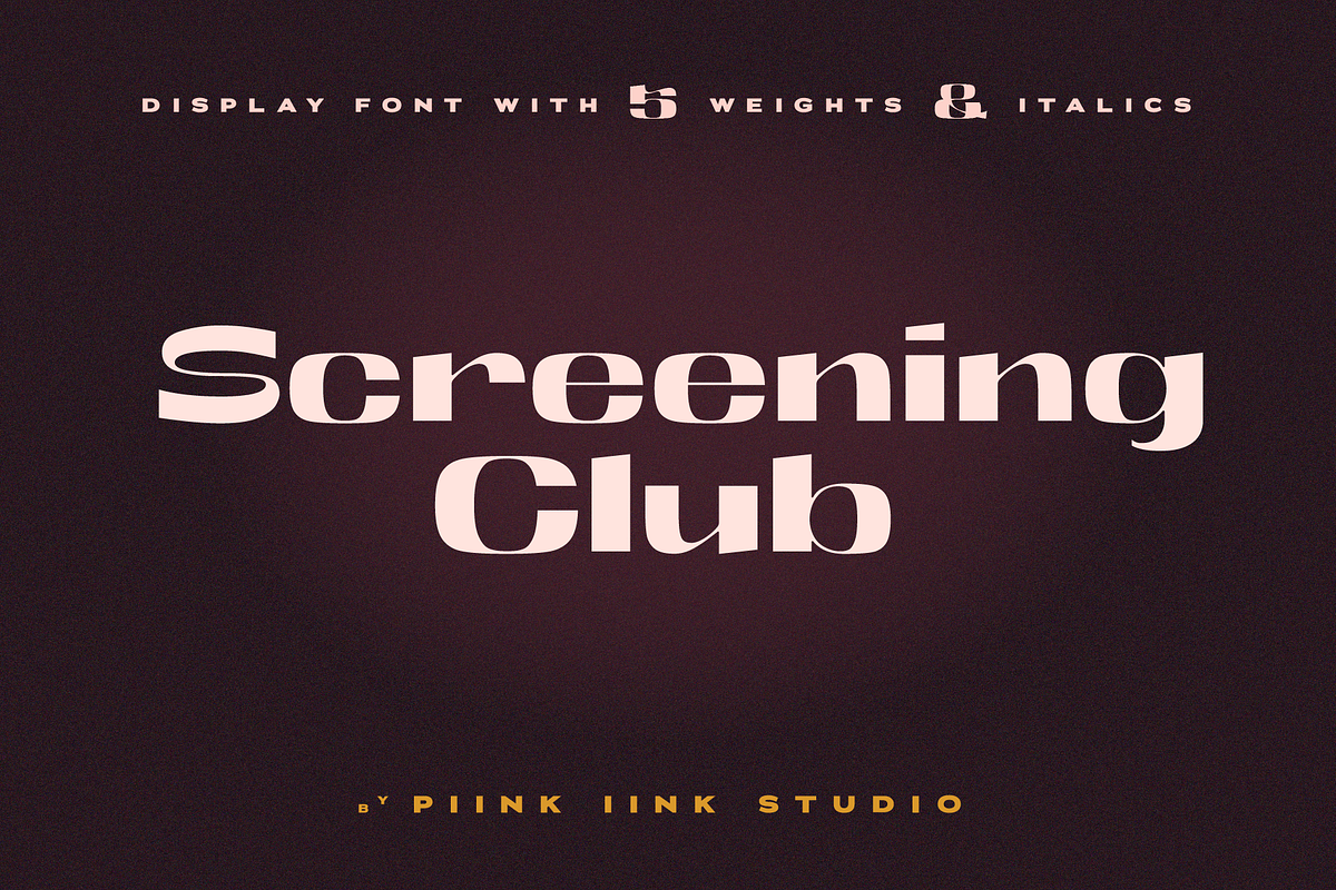 Screening Club Display, a Sans Serif Font by PiiNK iiNK STUDiO (Photo 1 of 12)