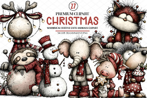 Festive Cute Animals Christmas PNG, an Illustration by cherrydesign